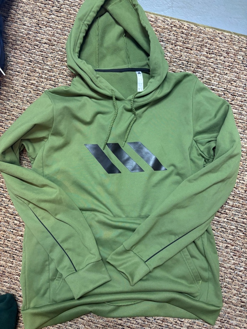 adidas Olive Green Hoodie with Black Chevron Logo